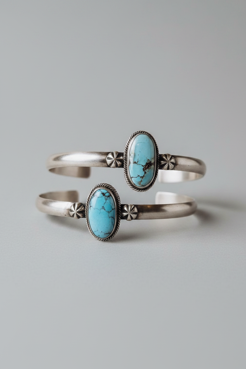 Tahoka Cuff - Golden Hills/Kingman Turquoise/Palomino - Wooten's