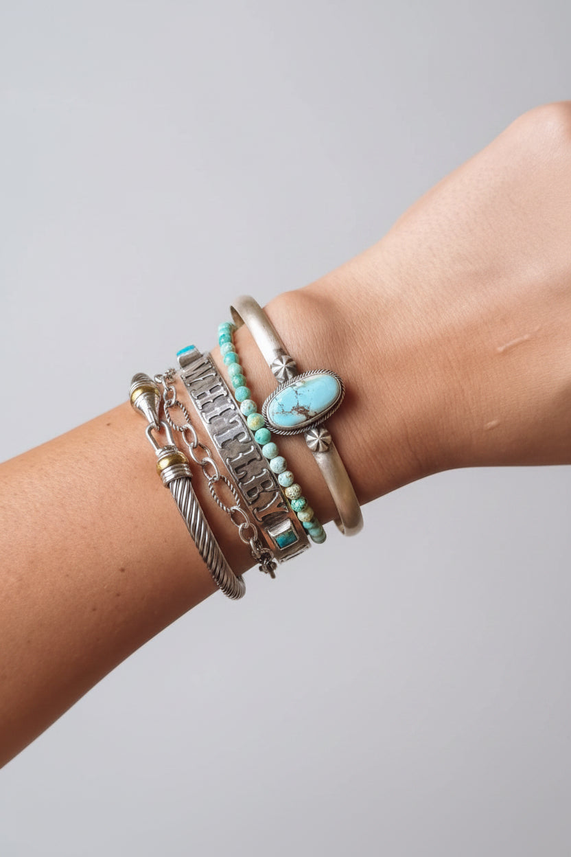 Tahoka Cuff - Golden Hills/Kingman Turquoise/Palomino - Wooten's