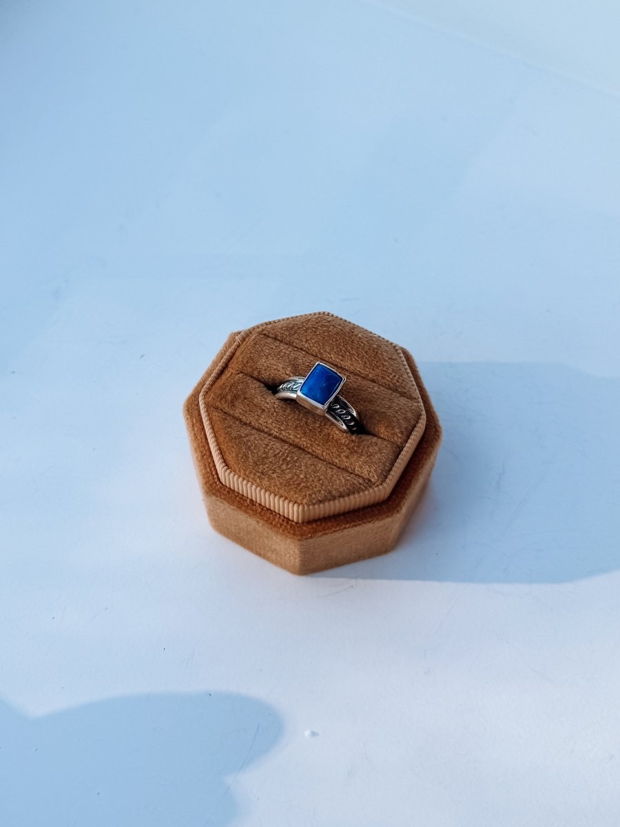 Temple Rectangle Blue Lapis Ring - Horseshoe J & Co.