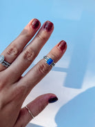 Temple Rectangle Blue Lapis Ring - Horseshoe J & Co.