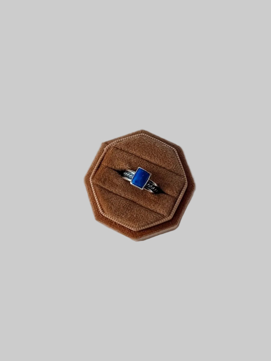 Temple Rectangle Blue Lapis Ring - Wooten's