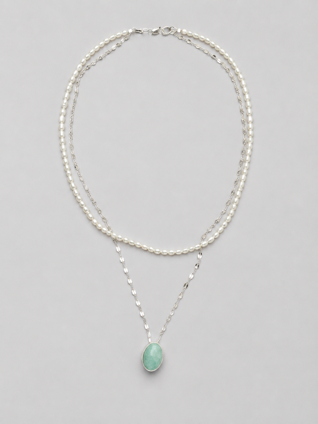 Tolar 2 Strand Freshwater Pearl and Larimar Necklace - Wooten's