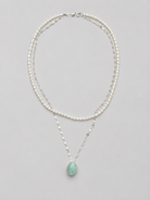 Tolar 2 Strand Freshwater Pearl and Larimar Necklace - Wooten's