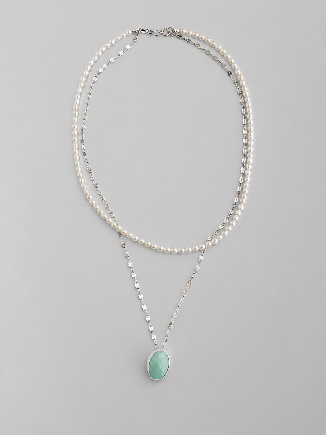 Tolar 2 Strand Freshwater Pearl and Larimar Necklace - Wooten's