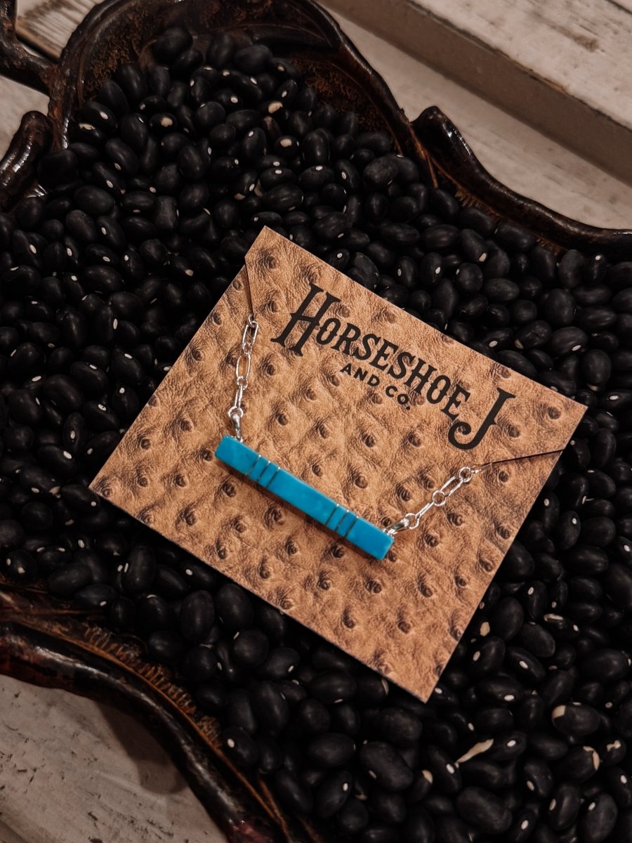 Train of Love Turquoise Bar Necklace - Horseshoe J & Co.