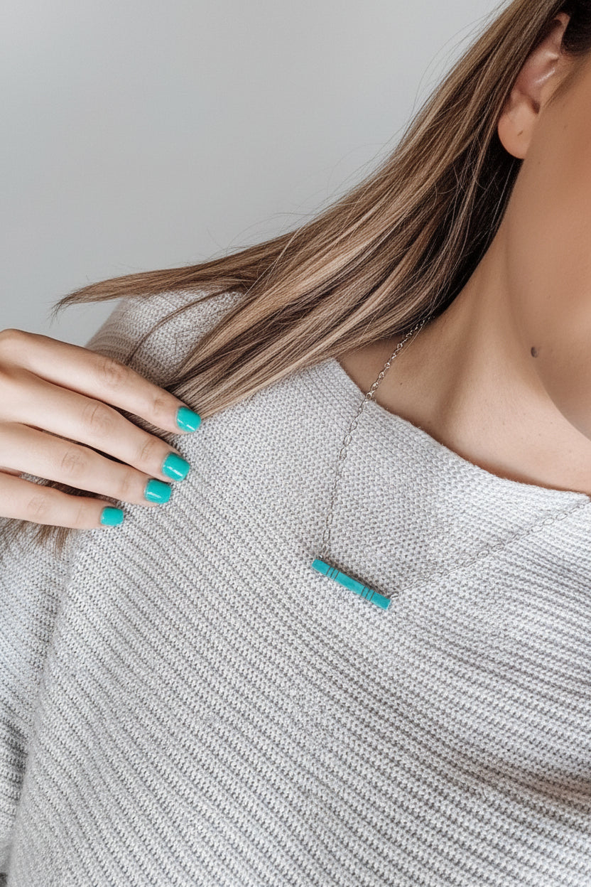 Train of Love Turquoise Bar Necklace - Wooten's