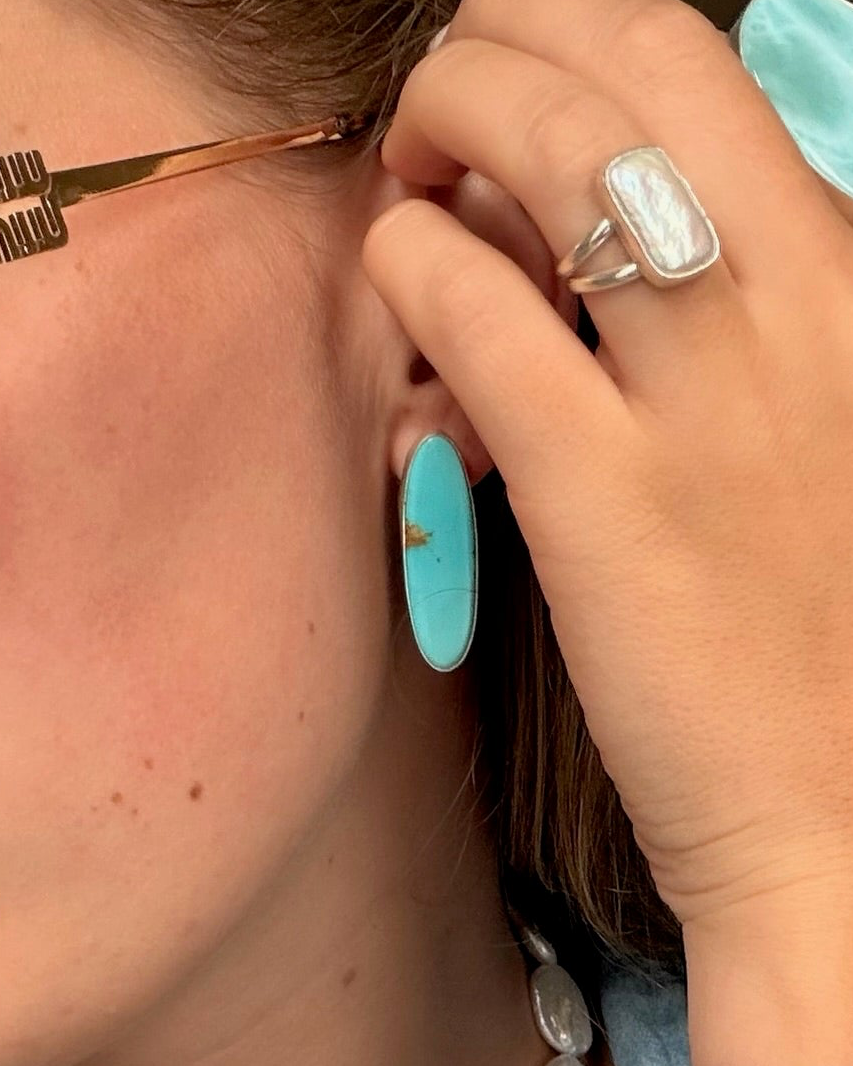 Trenton Long Turquoise Stud Earrings - Wooten's