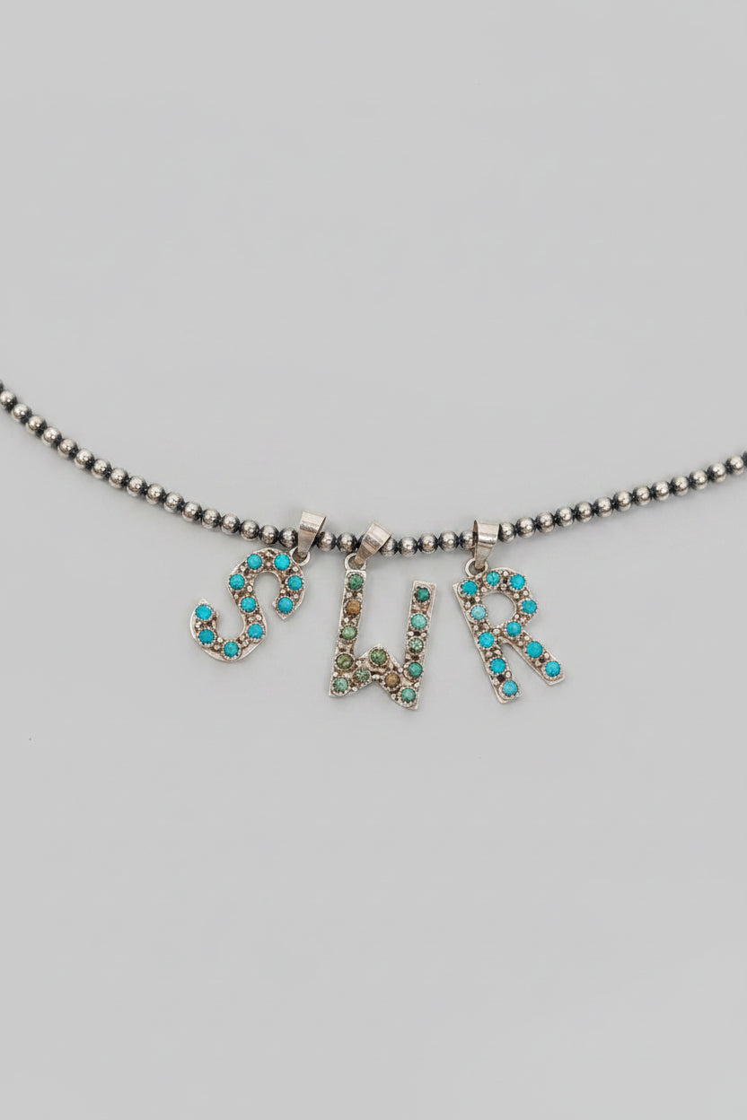 Turquoise Initial Pendant - Wooten's