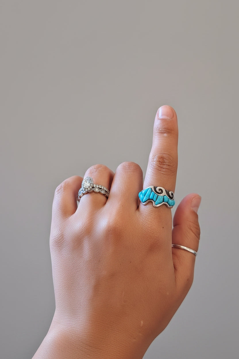 Wave Turquoise Stone Ring - Wooten's