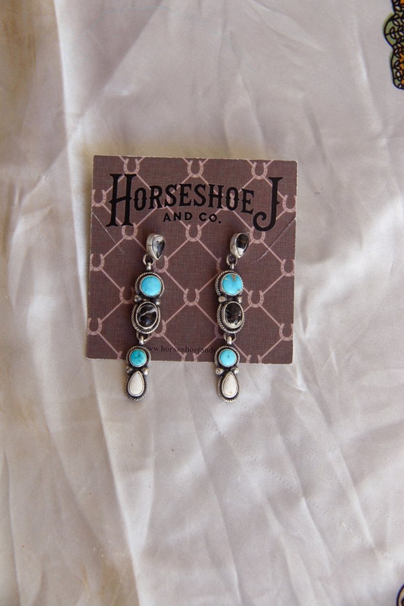 White Buffalo & Turquoise Earrings - Horseshoe J & Co.