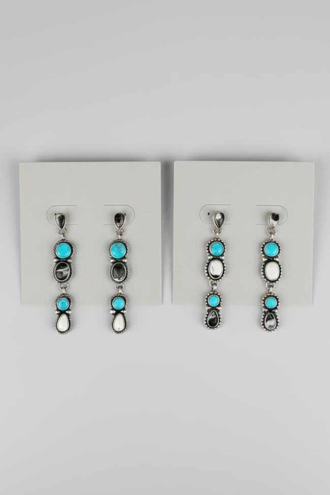 White Buffalo & Turquoise Earrings - Wooten's