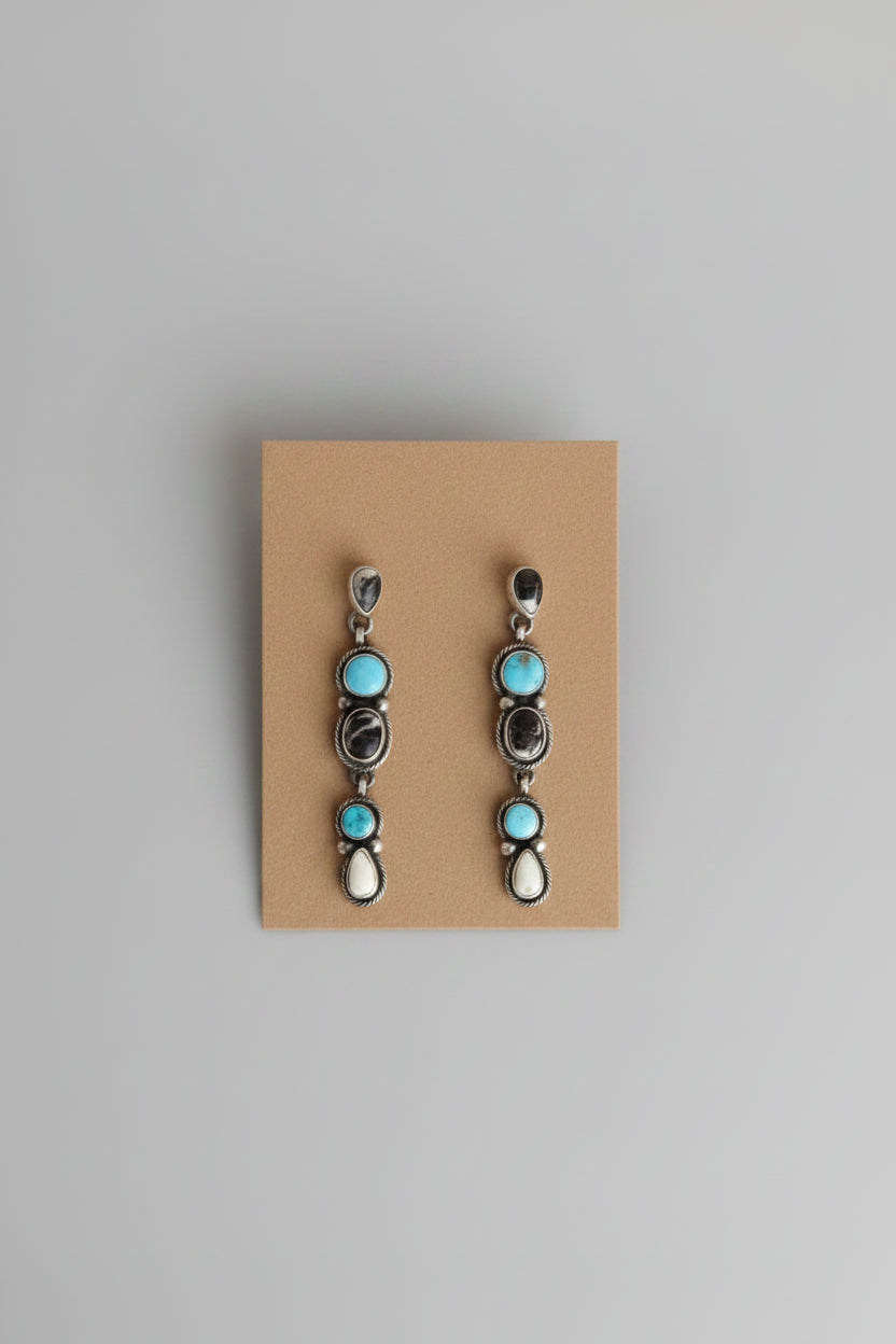 White Buffalo & Turquoise Earrings - Wooten's
