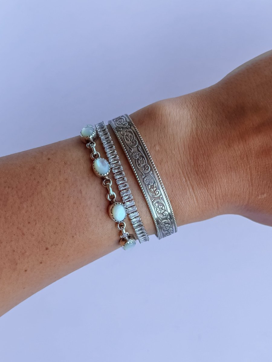 Winnie Silver Patterned Cuff - Horseshoe J & Co.