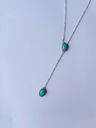 Wooten & Co. Paducah lariat necklace featuring two oval genuine turquoise stones set in sterling silver