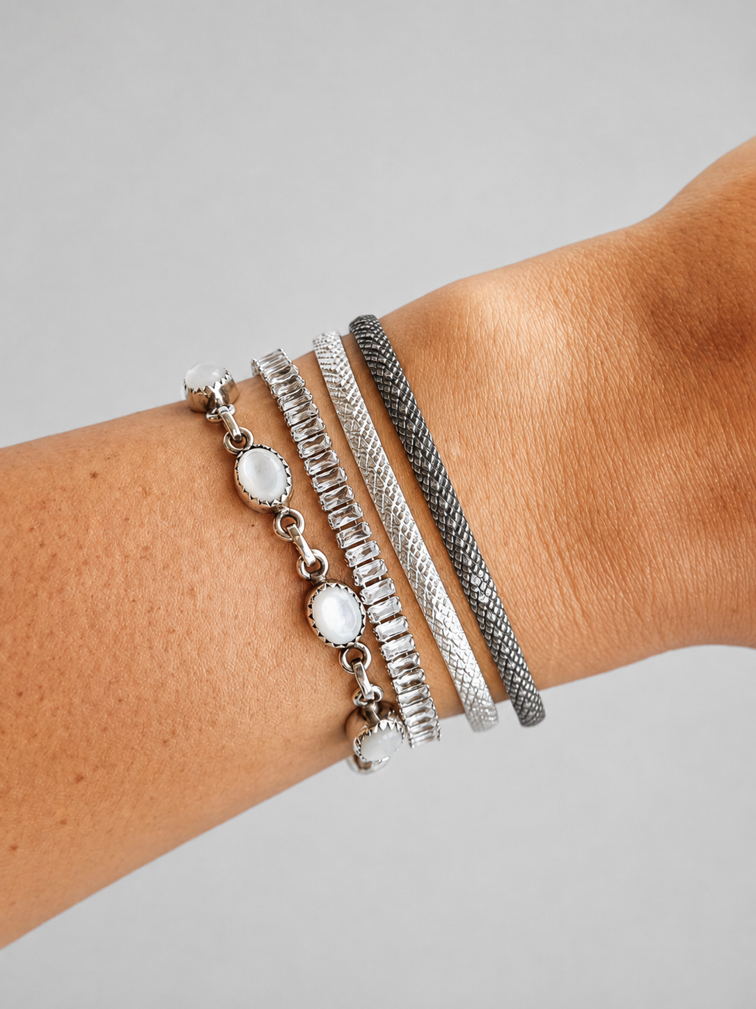 Yancey Silver Snake Patterned Cuff - Wooten's