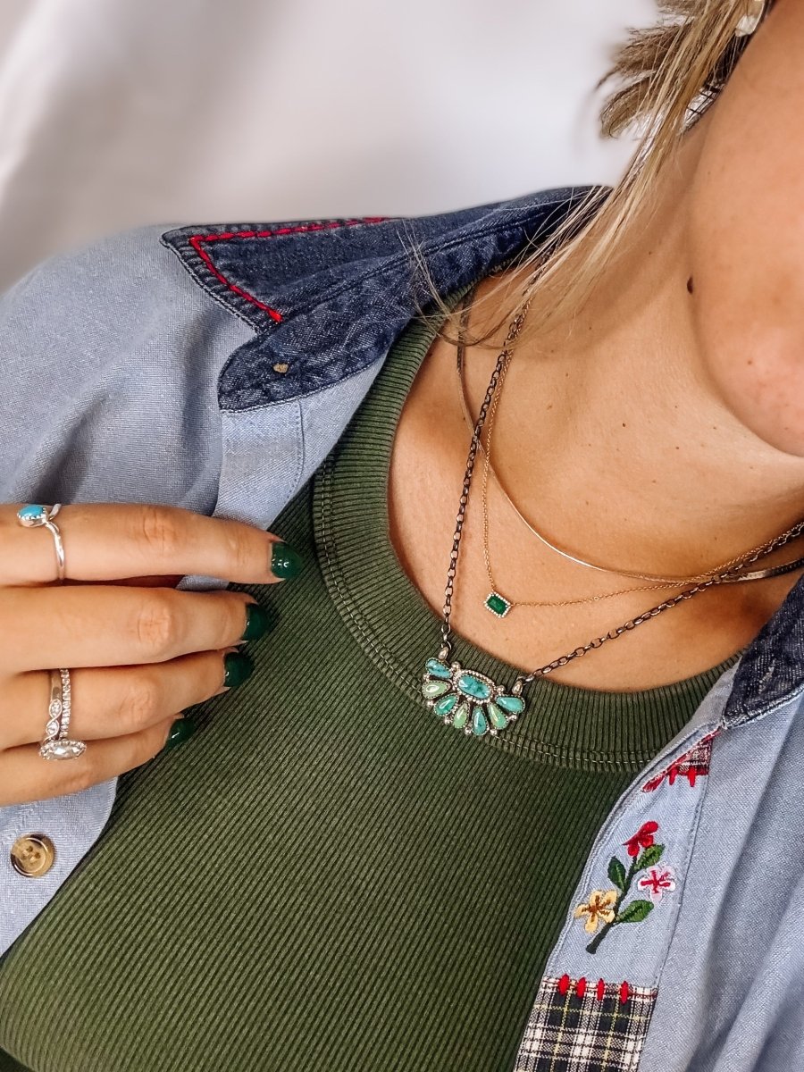 Yantis Turquoise Half Cluster Necklace - Wooten's